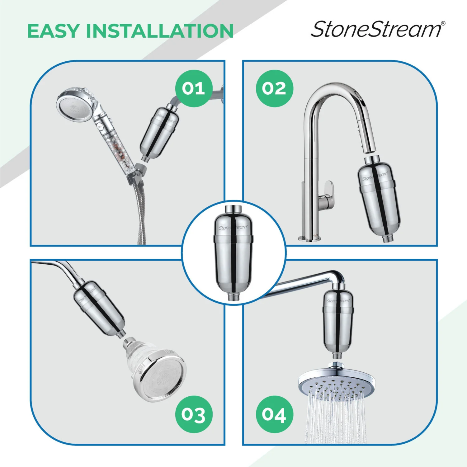 Filtre de douche pour eau calcaire StoneStream