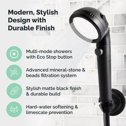 Black Ecopower Shower Head