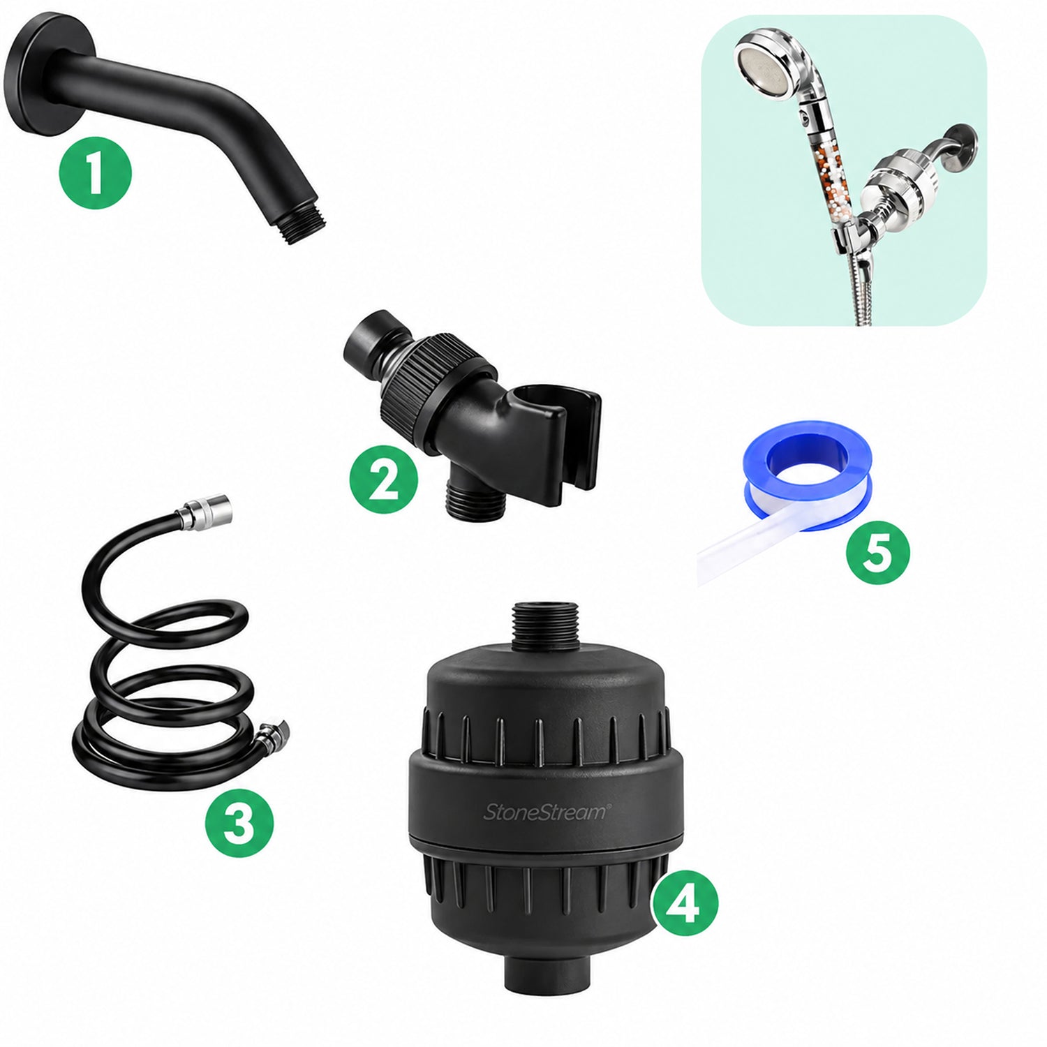 Combo Kit- Hard Water Filtration Wall Kit - Black