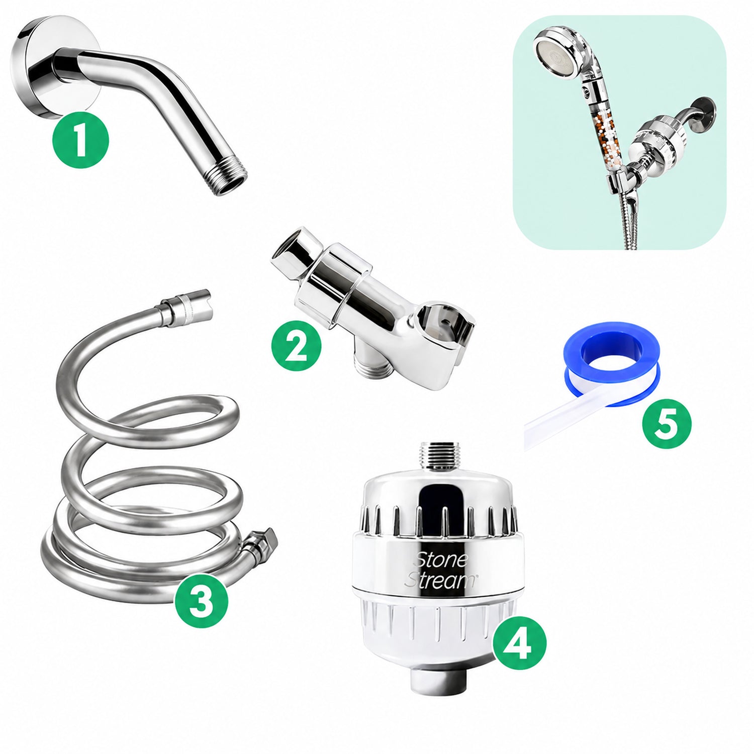 Combo Kit- Hard Water Filtration Wall Kit - Chrome
