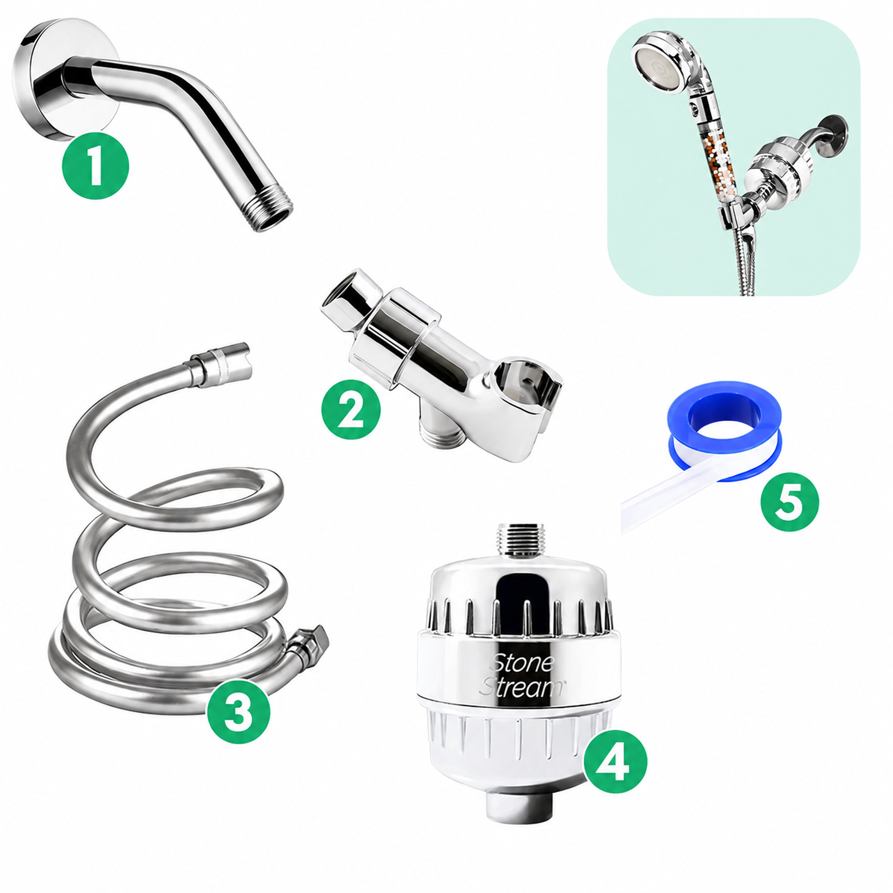 Combo Kit- Hard Water Filtration Wall Kit - Chrome